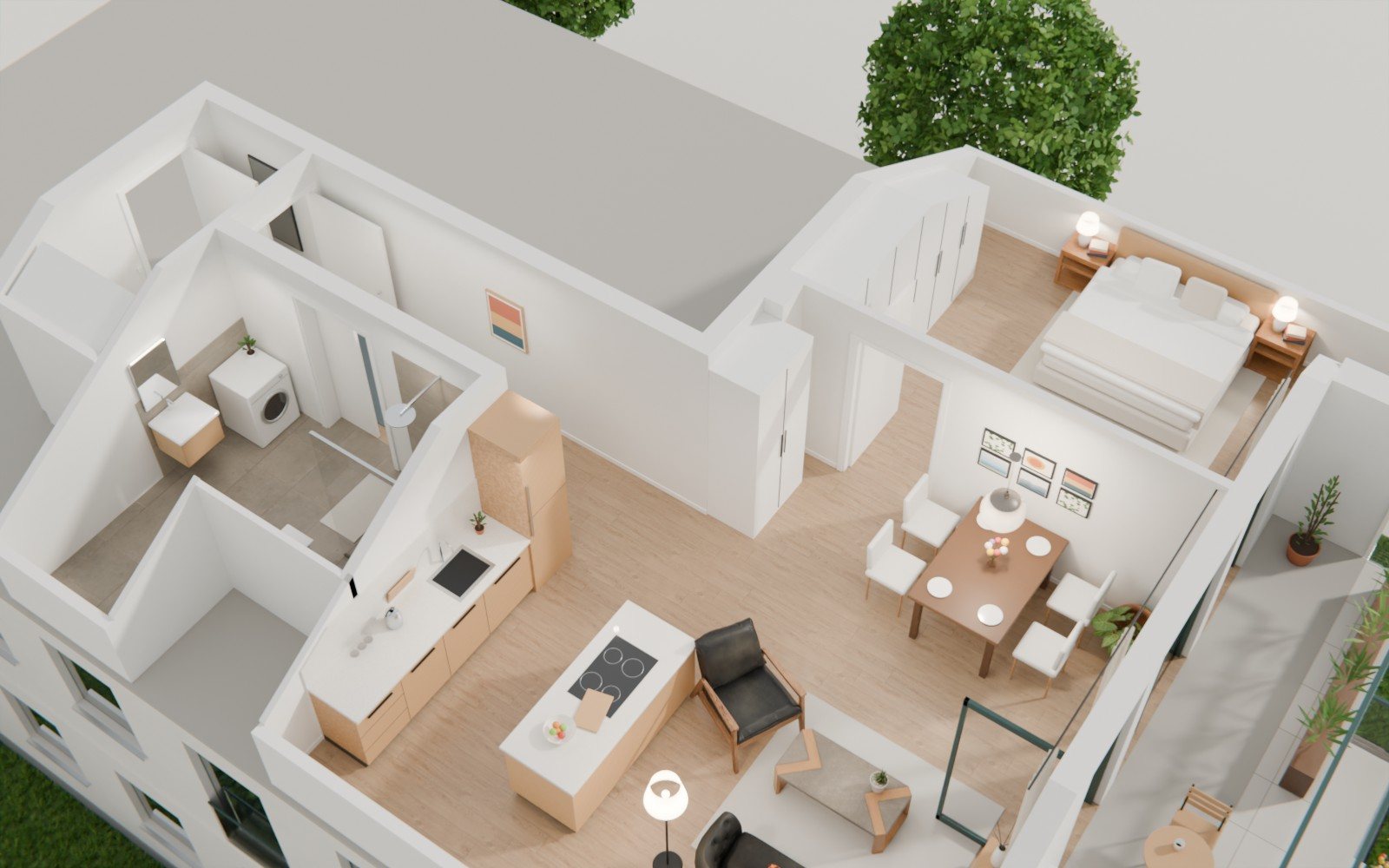 Die Wohnung als Puppenhaus von oben